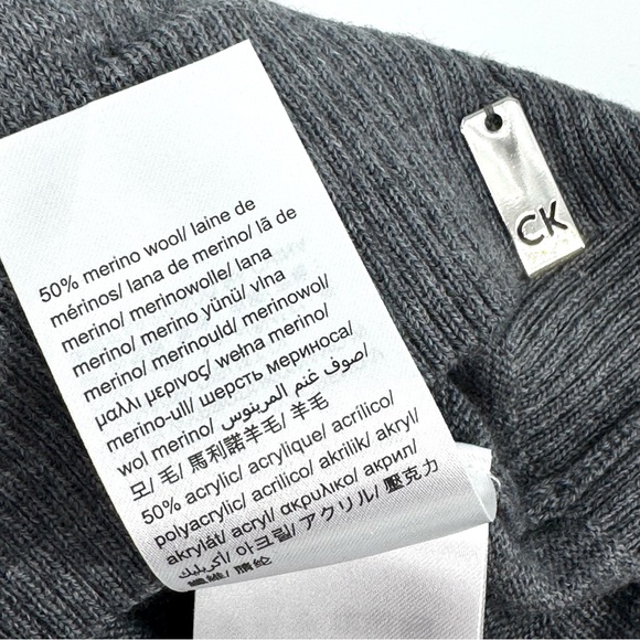 Calvin Klein Merino Wool Italain Knit Blend Color-block Striped V Sweater - Picture 9 of 11